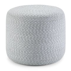 Bayley Round Braided Pouf In Blue, Natural Cotton