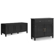 51 inch Wide Storage Bench Trunk and 40 inch Wide Storage Cabinet in Black