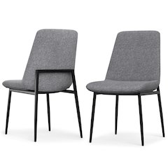 Savannah Dining Chair ( Set Of 2 ) In Grey Linen Look Fabric