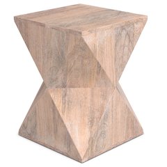 Sutton 14 Inch Wide Solid Mango Contemporary Side Table In Cerused Natural