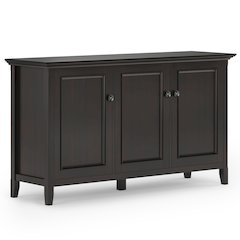 Amherst Solid Wood Wide 3 Door Storage Cabinet In Hickory Brown