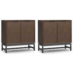 Banting Solid Wood 32 Inch Storage Cabinet In Walnut Brown (Set Of 2)