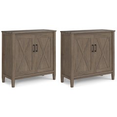 Ela Solid Wood 32 Inch Storage Cabinet In Smoky Brown (Set Of 2)