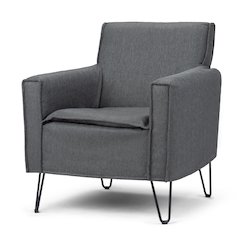 Warren Accent Chair with Hairpin Legs in Slate Grey Woven Fabric