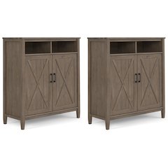 Ela Solid Wood 39 Inch Storage Cabinet In Smoky Brown (Set Of 2)