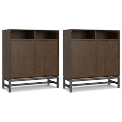 Banting Solid Wood 36 Inch Storage Cabinet In Walnut Brown (Set Of 2)