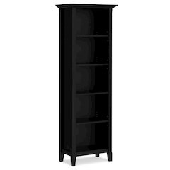 Amherst 24 inch Wide Solid Wood Transitional 5 Shelf Bookcase in Black