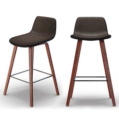 Addy 26 Inch Counter Stool (Set Of 2) In Distressed Brown Vegan Faux Leather