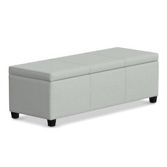 48 inch Wide Storage Ottoman Bench in Light Stone Grey Linen Look Fabric