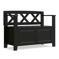 Amherst Solid Wood 36 inch Wide Transitional Entryway Storage Bench in Black