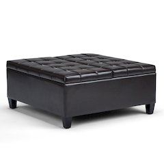 Harrison Coffee Table Storage Ottoman In Tanners Brown Vegan Faux Leather
