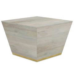 Abba Solid Mango Wood  Square Coffee Table In White Wash