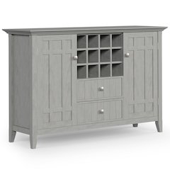 Bedford Solid Wood Sideboard Buffet And Wine Rack In Fog Grey