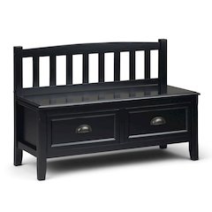 Burlington Solid Wood Entryway Storage Bench With Drawers In Black