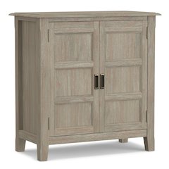 Burlington Solid Wood Low Storage Cabinet In Distressed Grey