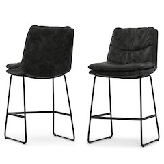 Modern Counter Height Stool (Set Of 2) In Distressed Charcoal Grey