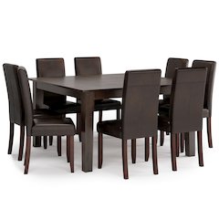Acadian Solid Hardwood 9 Piece Dining Set In Distressed Brown