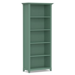 Amherst 30 inch x 70 inch Solid Wood Transitional 5 Shelf Bookcase in Sage Green