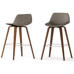 Counter Height Stool (Set Of 2) In Distressed Grey Vegan Faux Leather
