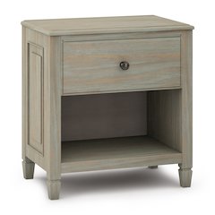 Solid Wood 24 Inch Wide Traditional Bedside Nightstand Table In Distressed Grey