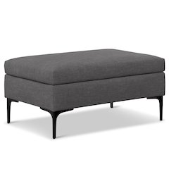 Coffee Table Storage Ottoman With Lift Up Lid In Slate Grey Polyester Linen Look