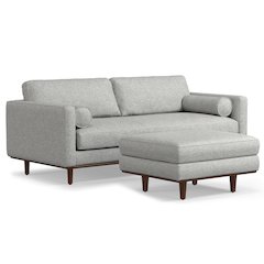 Morrison 89-Inch Sofa And Ottoman Set In Woven-Blend Fabric