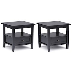 Warm Shaker 20 inch Solid Wood Transitional End Table in Black (Set of 2)