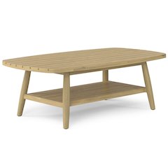Bayshore Solid Acacia Wood Outdoor Coffee Table In Light Teak