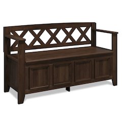 Amherst Solid Wood Entryway Storage Bench In Natural Aged Brown