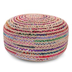 Margo Boho Contemporary Round Large Pouf in Multi Color