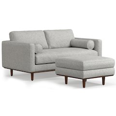 Morrison 72-Inch Sofa And Ottoman Set In Woven-Blend Fabric