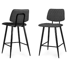 Raya Counter Height Stool (Set Of 2) In Charcoal Polyester Linen Fabric