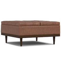 Mariah Lift Top Table Storage Ottoman in Distressed Saddle Brown
