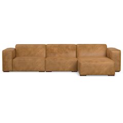 Rex Right-Facing Modular Sectional Sofa In Genuine Leather