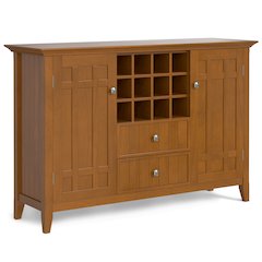 Bedford Solid Wood Sideboard Buffet And Wine Rack In Light Golden Brown
