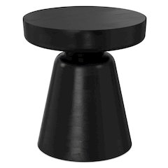 16 inch Wide Round Boho Contemporary Rustic Accent Table in Black