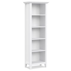 Amherst 24 inch Wide Solid Wood Transitional 5 Shelf Bookcase in White