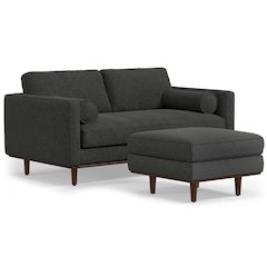 Morrison 72-Inch Sofa And Ottoman Set In Woven-Blend Fabric
