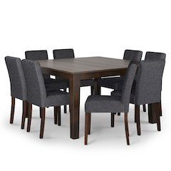 Andover Solid Hardwood 9 Piece Dining Set In Slate Grey
