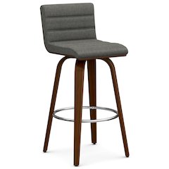 Roland Swivel Bar Stool In Grey Linen Look Fabric