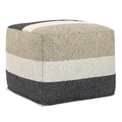 Claudette 18 inch Wide Boho Pouf in Multicolor Acrylic Fabric, Assembled