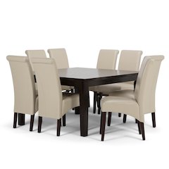 Avalon Solid Hardwood 9 Piece Dining Set In Satin Cream
