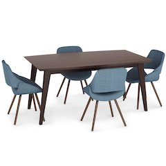 Malden / Draper Solid Hardwood 5 Piece Dining Set In Denim Blue