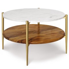 Wagner Solid Acacia Wood Coffee Table In White/Natural