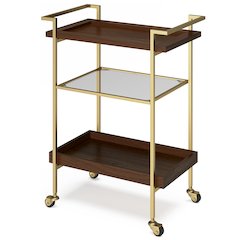 Jace Solid Mango Wood 26 Inch Bar Cart In Cognac