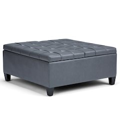 Harrison Coffee Table Storage Ottoman In Stone Grey Vegan Faux Leather