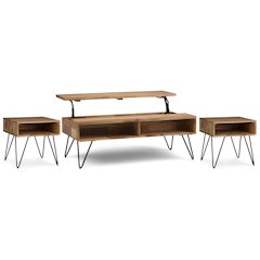 48"W Lift-Top Coffee Table with 2 22"W End Tables in Natural (Set of 3)