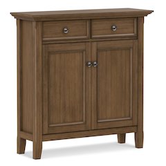 36 inch Wide Solid Wood Entryway Storage Cabinet in Rustic Natural Aged Brown