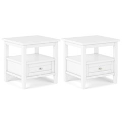 Warm Shaker 20 inch Solid Wood Transitional End Table in White (Set of 2)