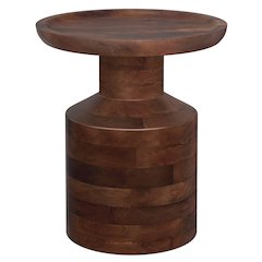 Haynes 16 inch Wide Solid Mango Boho Accent Table in Dark Brown, Assembled
